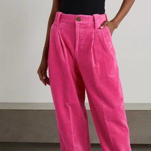 GANNI Hot Pink Corduroy Pleated Pants